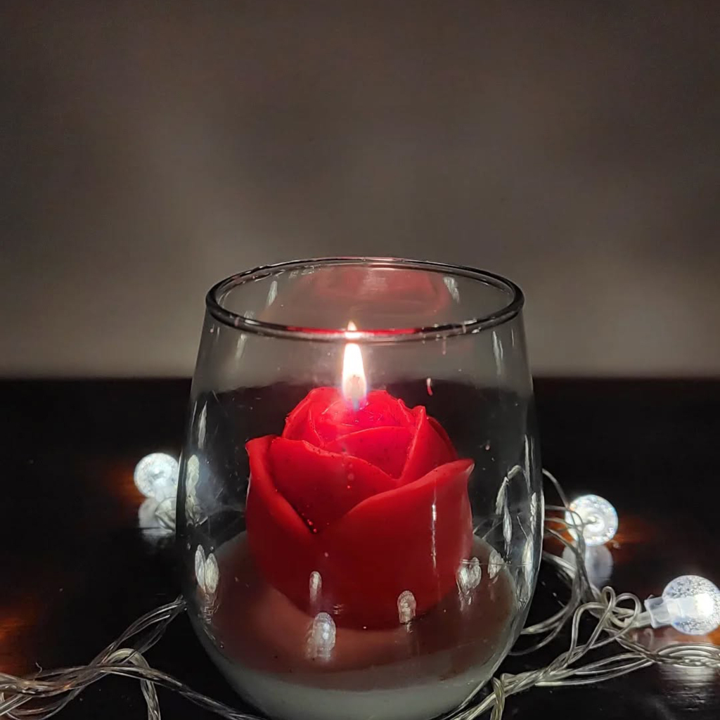 vela de soja forma de rosa